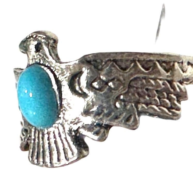 Eagle (Silver Color)Turquoise Ring - Thumbnail 3