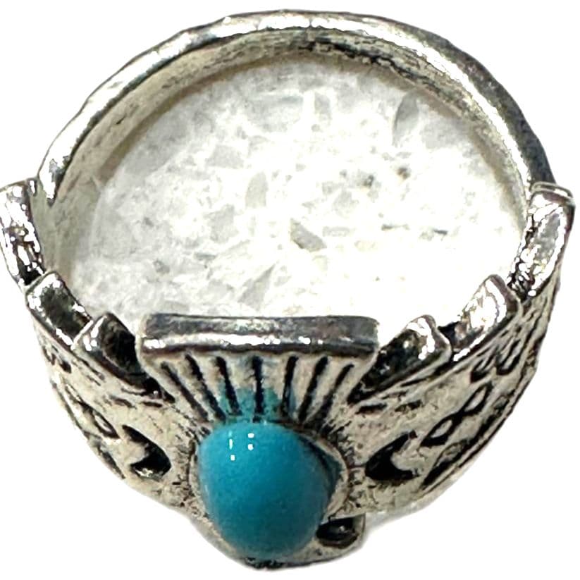 Eagle (Silver Color)Turquoise Ring - Thumbnail 2