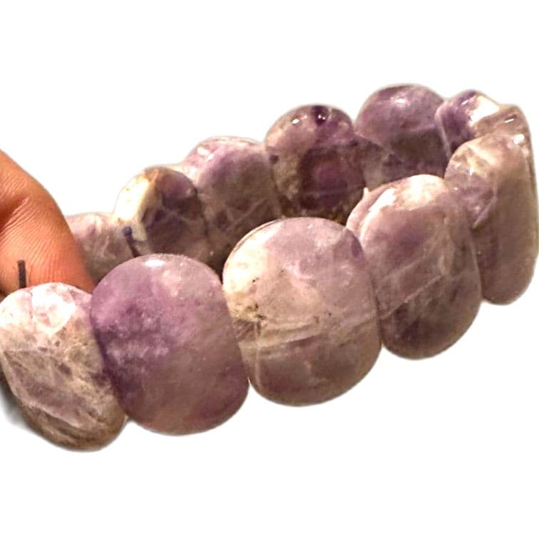 Purple Beaded Amethyst Style Stretch Bracelet Chunky Statement Jewelry - Thumbnail 3