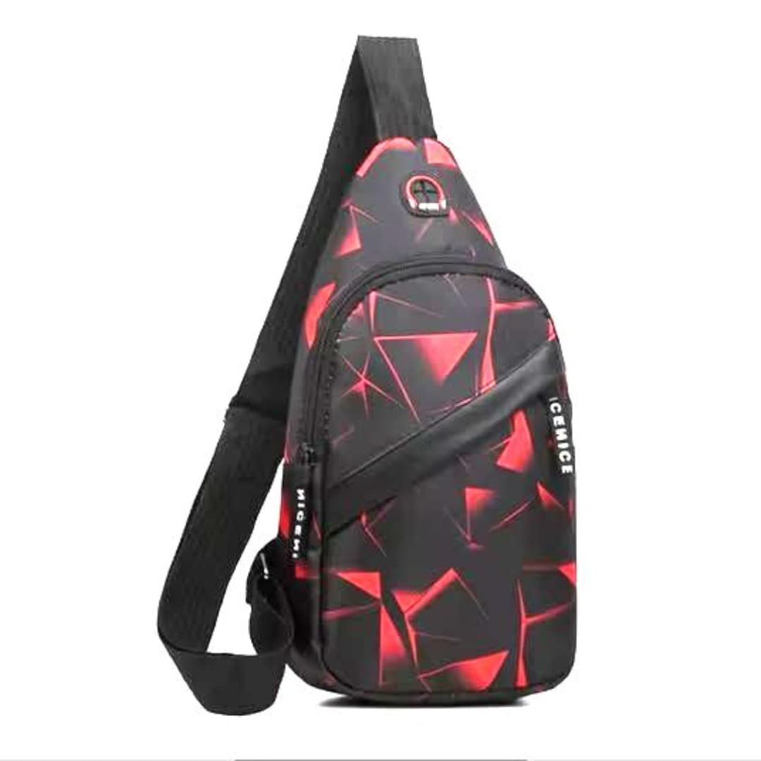 Red and Black Unisex Sling Bag - Image 1