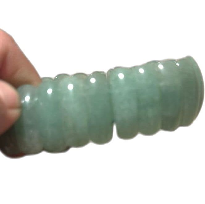 Green Jade Style Stretch Bracelet Beaded Bangle Stackable Jewelry - Thumbnail 5