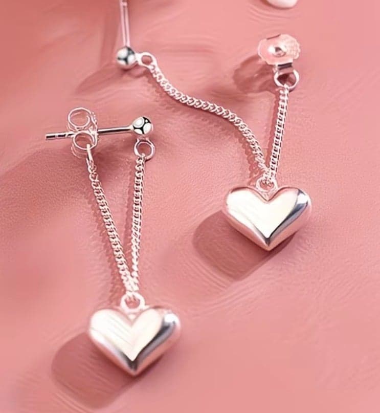 Women'S Elegant Minimalist Heart-Shaped Dangle Earrings - Image 1