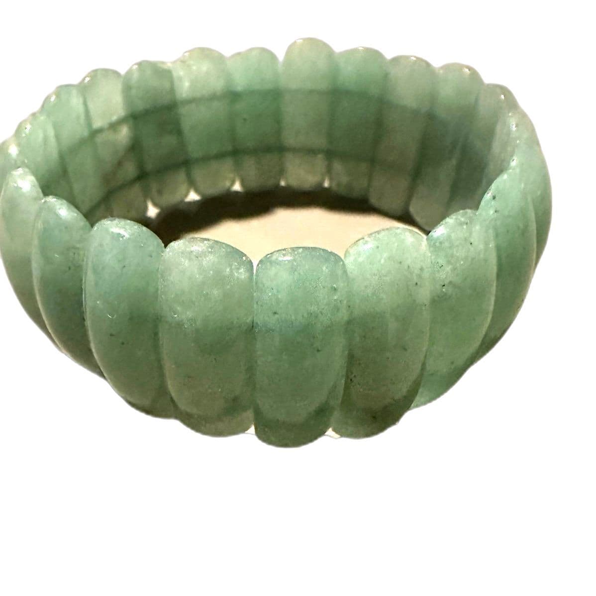 Green Jade Style Stretch Bracelet Beaded Bangle Stackable Jewelry - Image 1