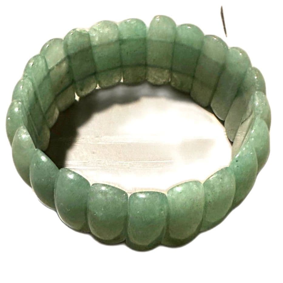 Green Jade Style Stretch Bracelet Beaded Bangle Stackable Jewelry - Thumbnail 2