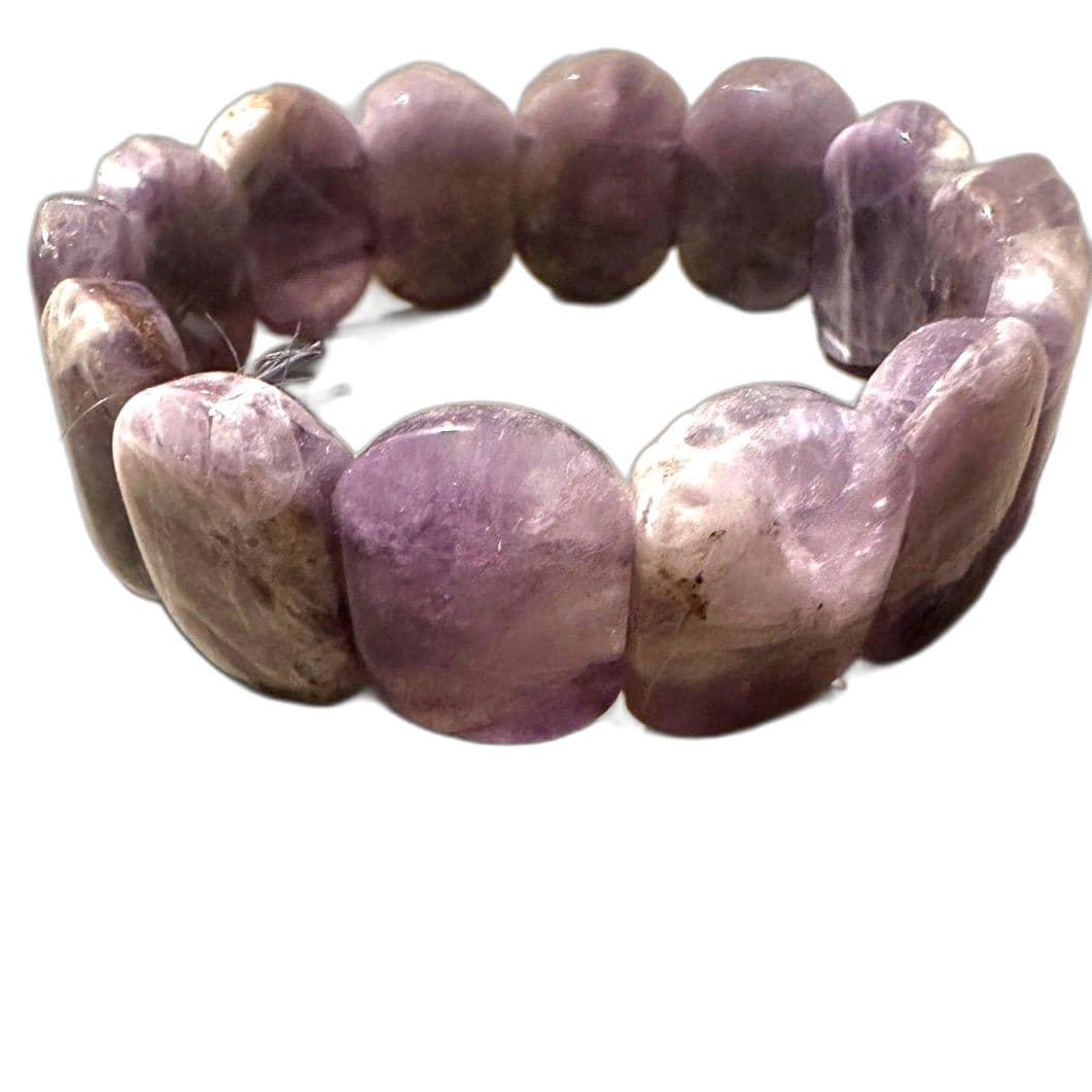 Purple Beaded Amethyst Style Stretch Bracelet Chunky Statement Jewelry - Image 1