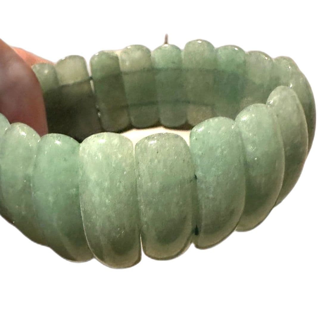 Green Jade Style Stretch Bracelet Beaded Bangle Stackable Jewelry - Thumbnail 3