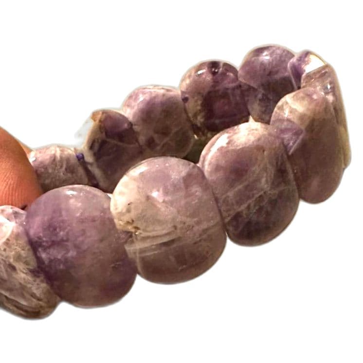 Purple Beaded Amethyst Style Stretch Bracelet Chunky Statement Jewelry - Thumbnail 2