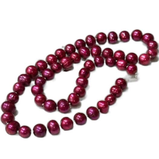 Vintage Purple Pearl Style Beaded Necklace Round Beads Statement Necklace - Thumbnail 5