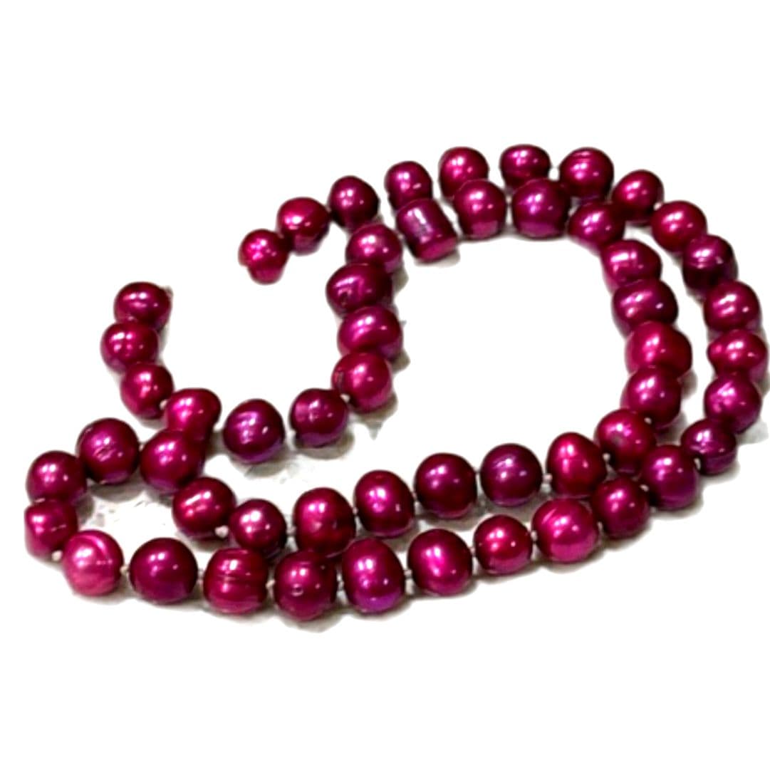 Vintage Purple Pearl Style Beaded Necklace Round Beads Statement Necklace - Thumbnail 4