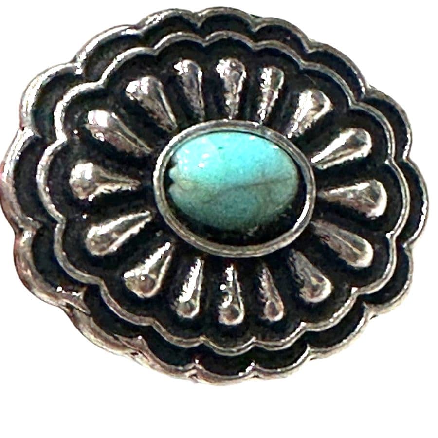 Beautiful (Silver Color) Turquoise Flower Ring - Thumbnail 2
