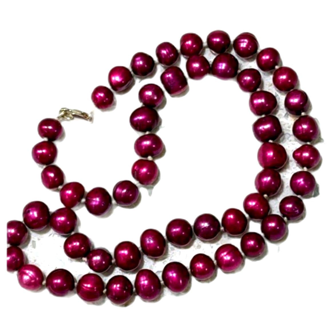 Vintage Purple Pearl Style Beaded Necklace Round Beads Statement Necklace - Image 1