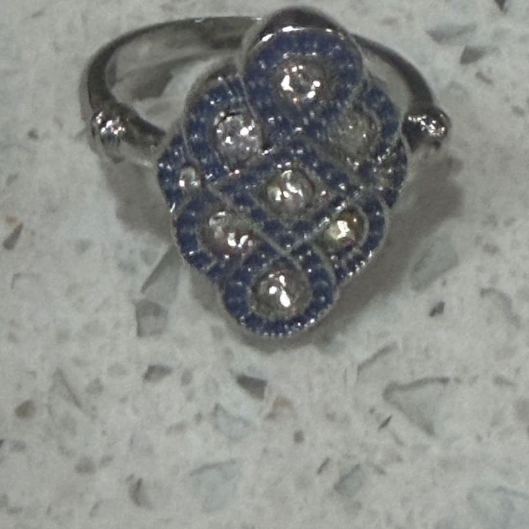 Silvery Alloy Inlaid Cubic Zirconia Ring - Thumbnail 3