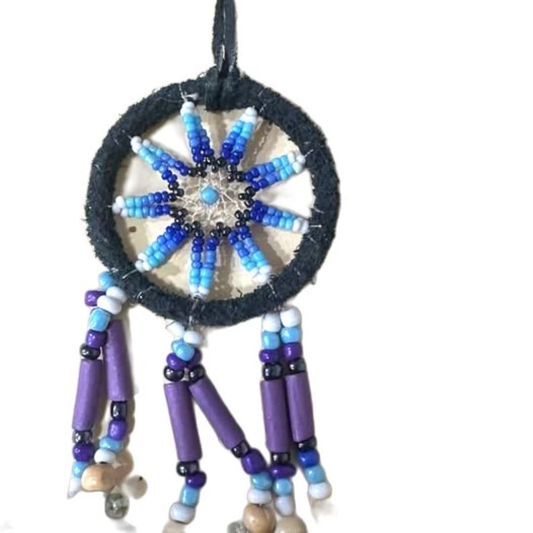 Black Dream Catcher for Car Mirror, Hanging Decor, Handmade Feather - Thumbnail 2