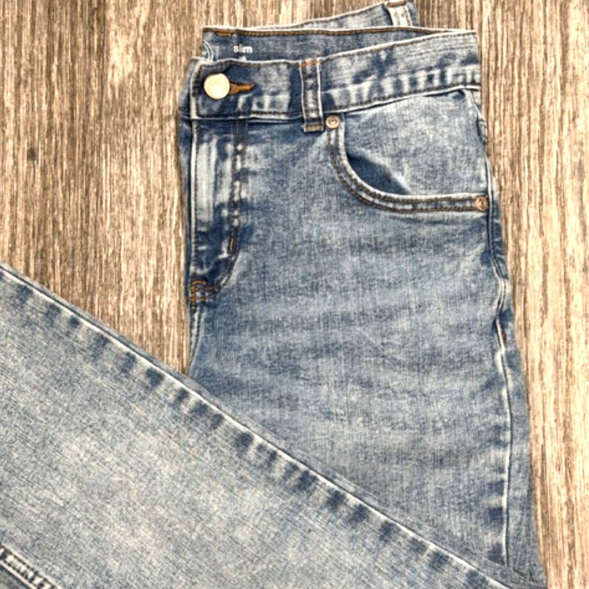 Wonder Nation Slim Jeans Size 16 Light Wash Stretch Denim Boys - Thumbnail 2