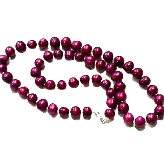 Vintage Purple Pearl Style Beaded Necklace Round Beads Statement Necklace - Thumbnail 7