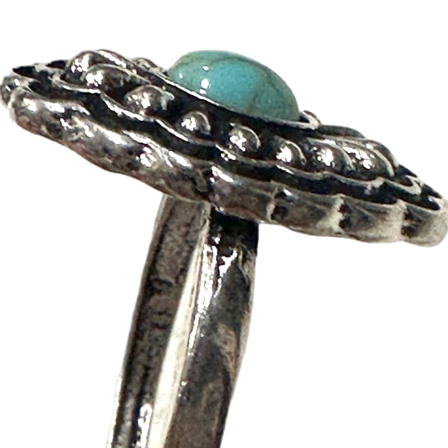 Beautiful (Silver Color) Turquoise Flower Ring - Thumbnail 3