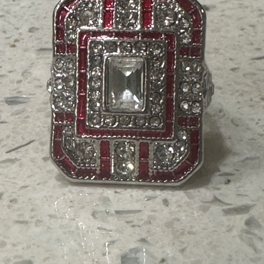 Elegant Silver Plating Ring with Red Synthetic Zirconia - Thumbnail 7