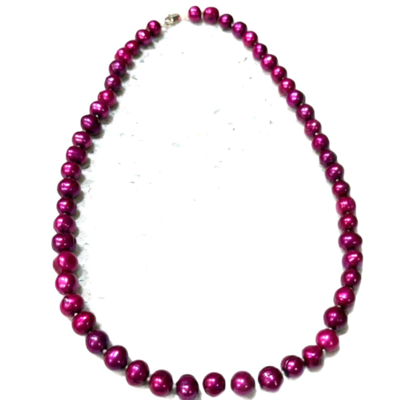 Vintage Purple Pearl Style Beaded Necklace Round Beads Statement Necklace - Thumbnail 2
