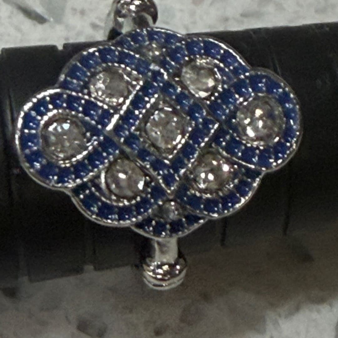 Silvery Alloy Inlaid Cubic Zirconia Ring - Thumbnail 4