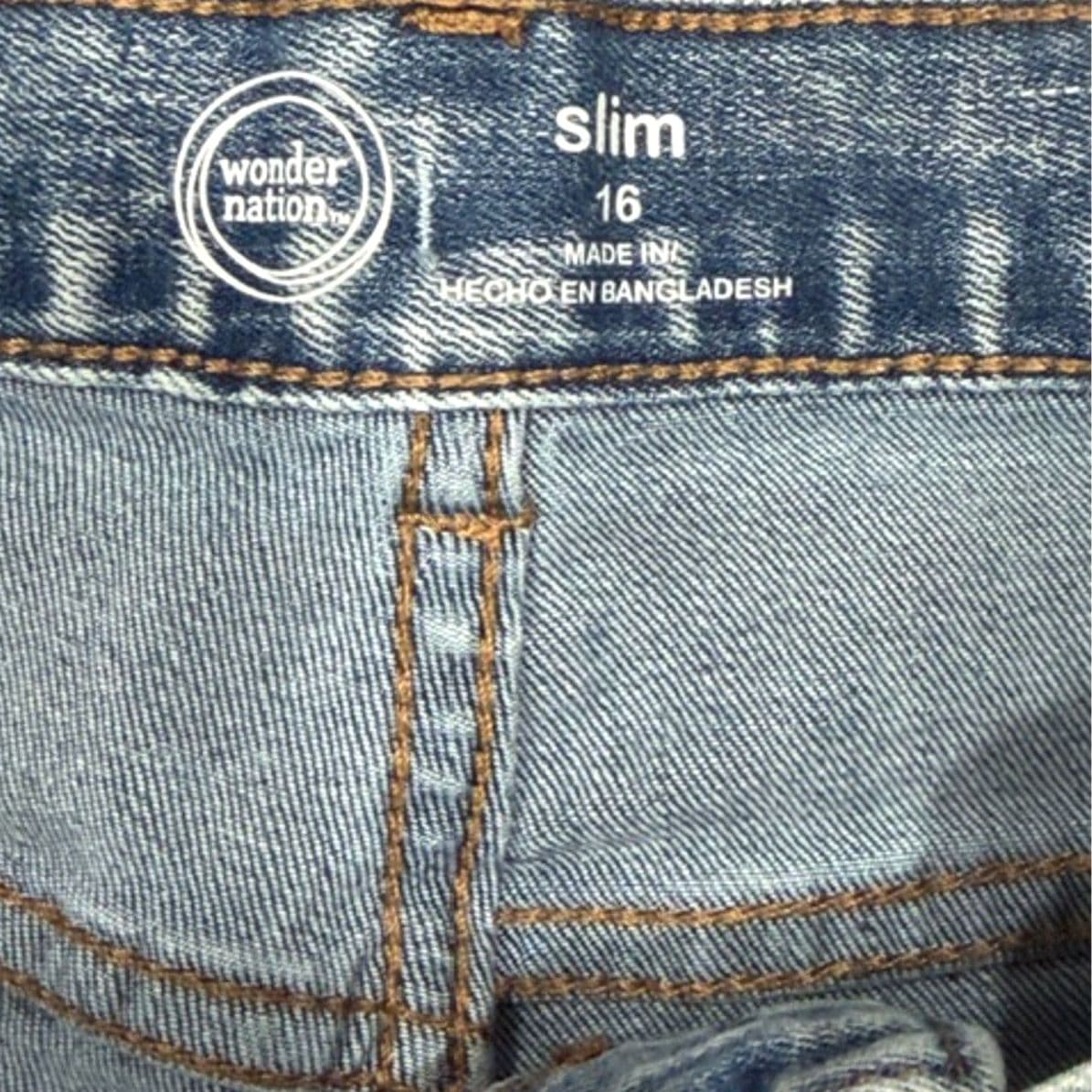 Wonder Nation Slim Jeans Size 16 Light Wash Stretch Denim Boys - Thumbnail 5