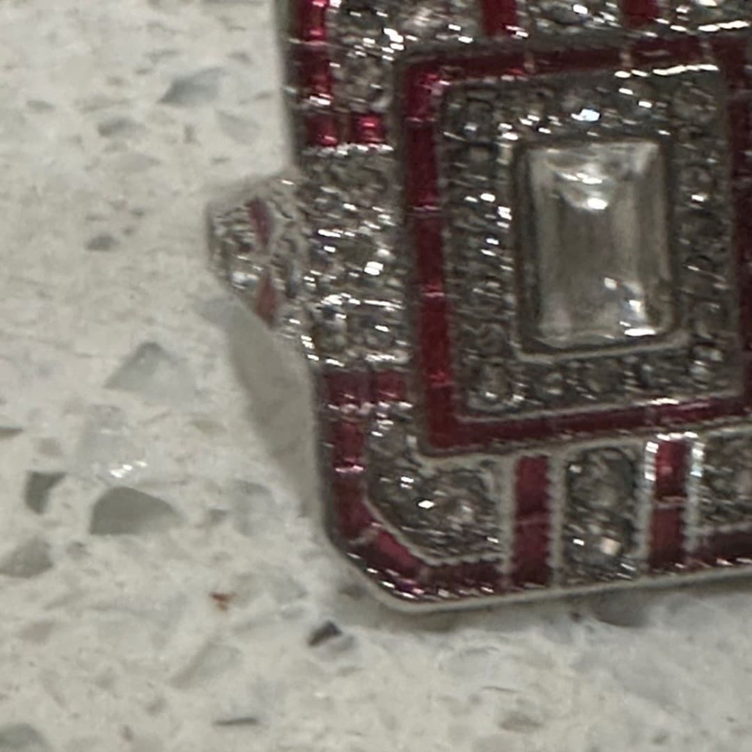 Elegant Silver Plating Ring with Red Synthetic Zirconia - Thumbnail 8