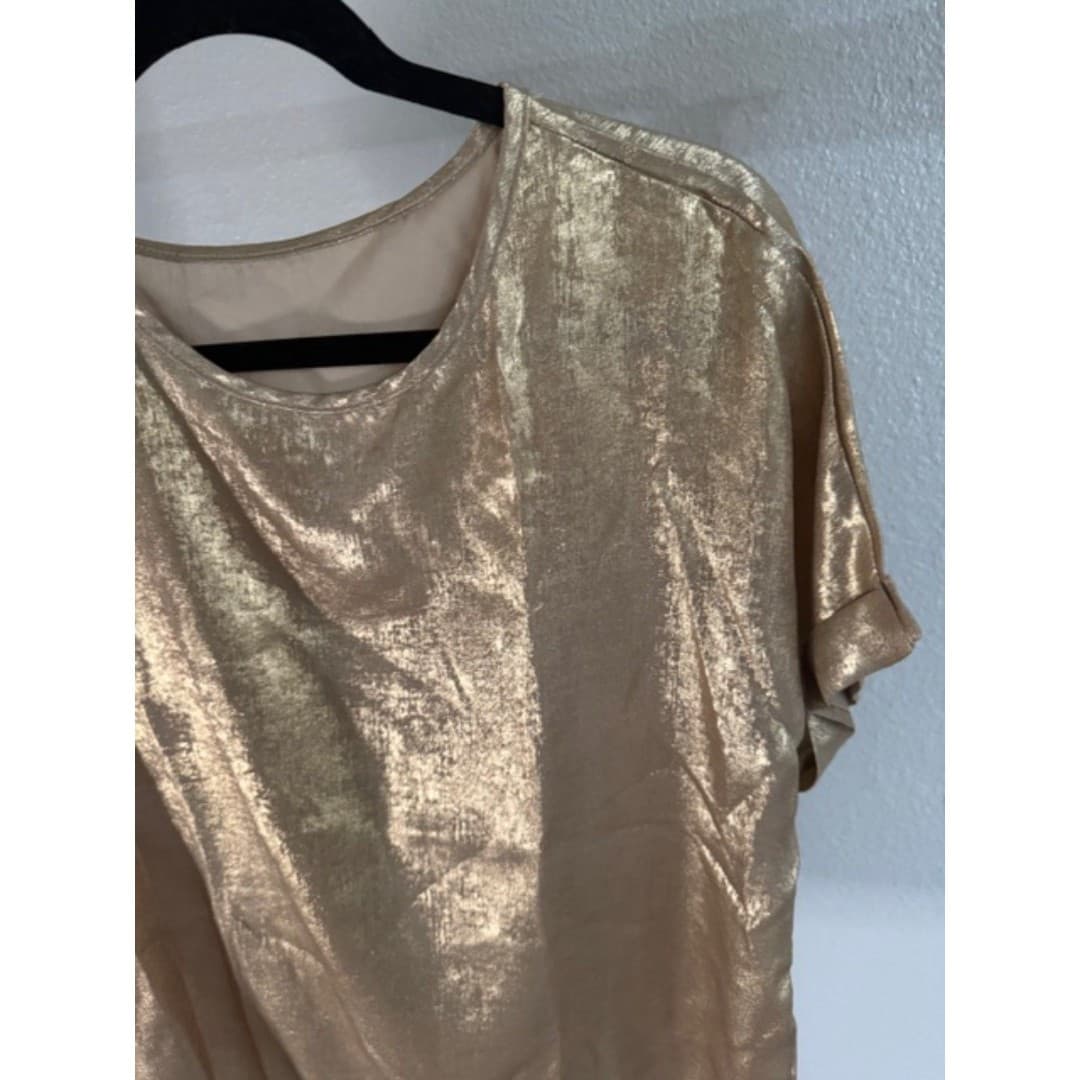 Gold Metal Color Bathwing Sleeve Shirt - Thumbnail 7
