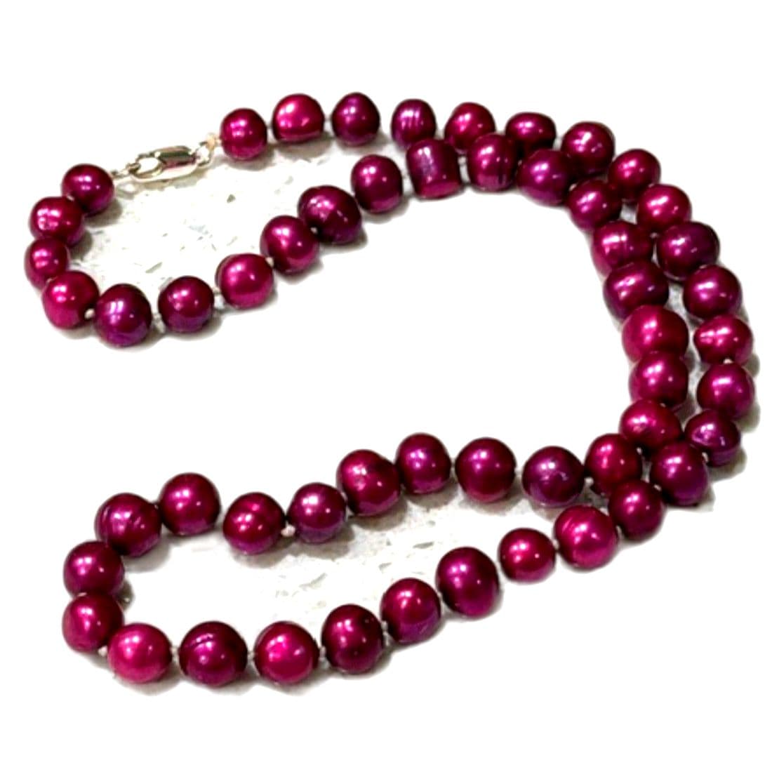 Vintage Purple Pearl Style Beaded Necklace Round Beads Statement Necklace - Thumbnail 3