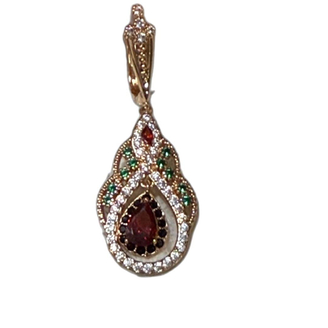 Golden color teardrop earrings - Thumbnail 2