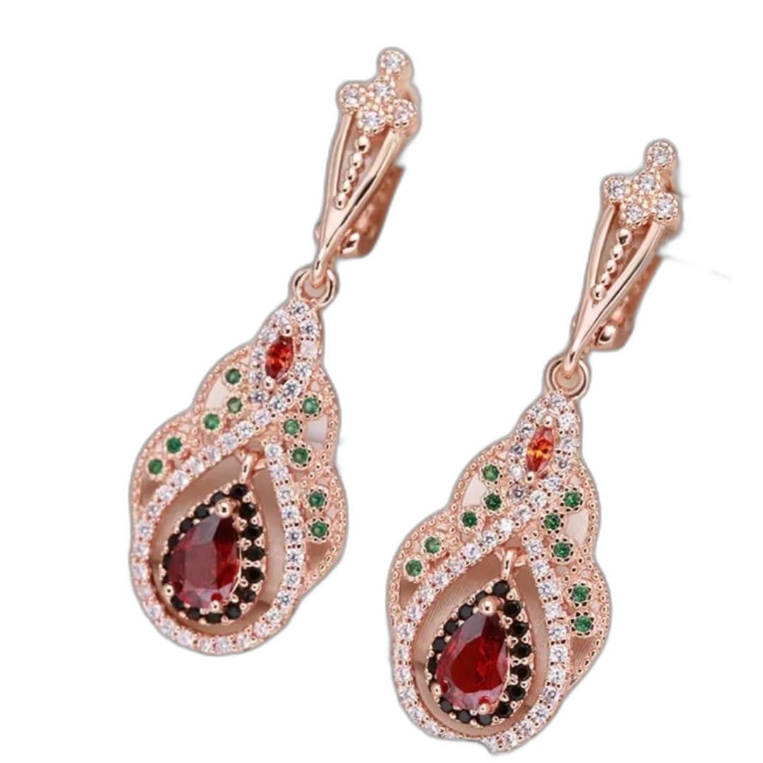 Golden color teardrop earrings - Thumbnail 5