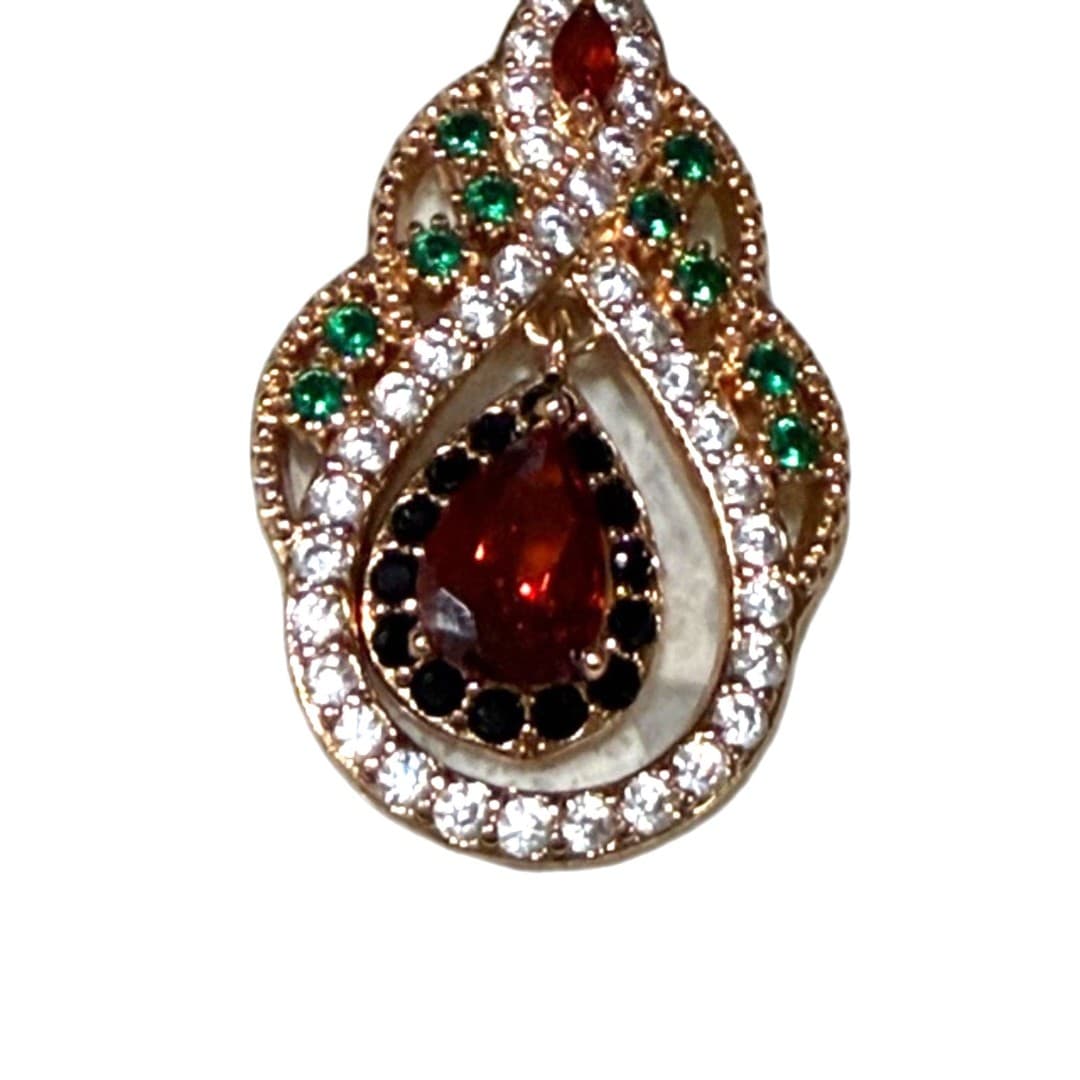 Golden color teardrop earrings - Thumbnail 4