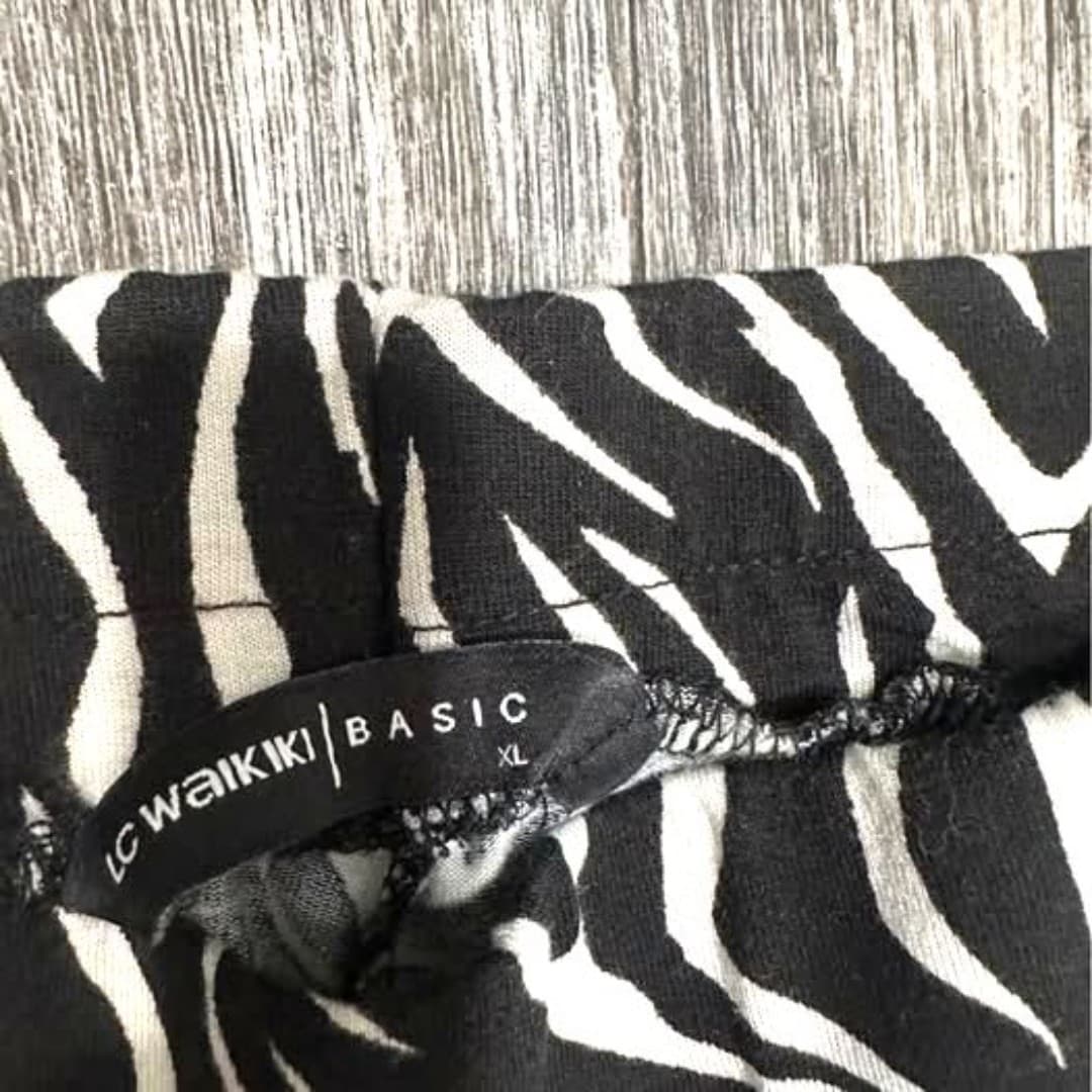 black and white zebra pants, elastic waistband - Thumbnail 4