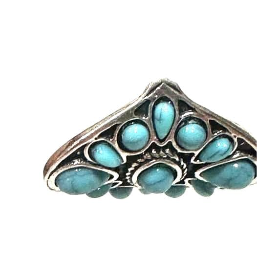 Elegant Silver Color Turquoise Ring size 11 - Thumbnail 2