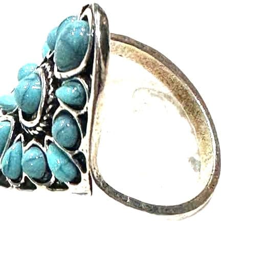 Elegant Silver Color Turquoise Ring size 11 - Thumbnail 3