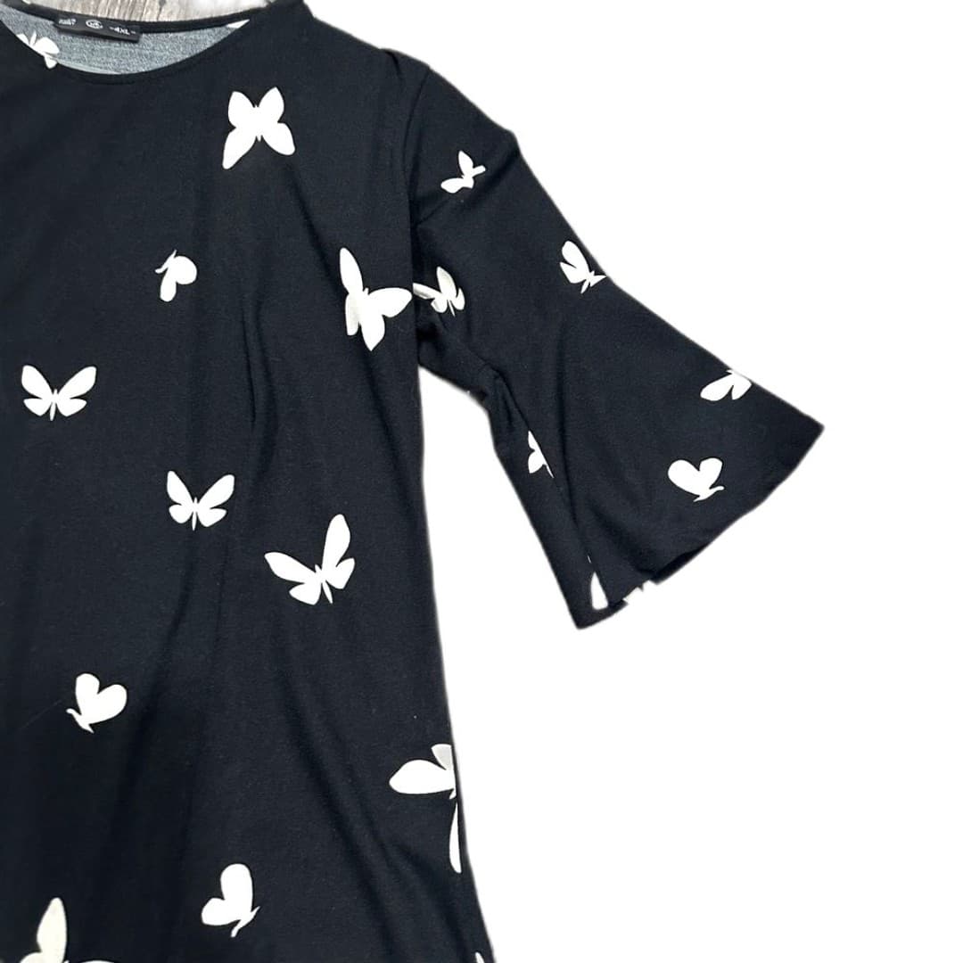 Black and White Butterfly Dress - Thumbnail 3