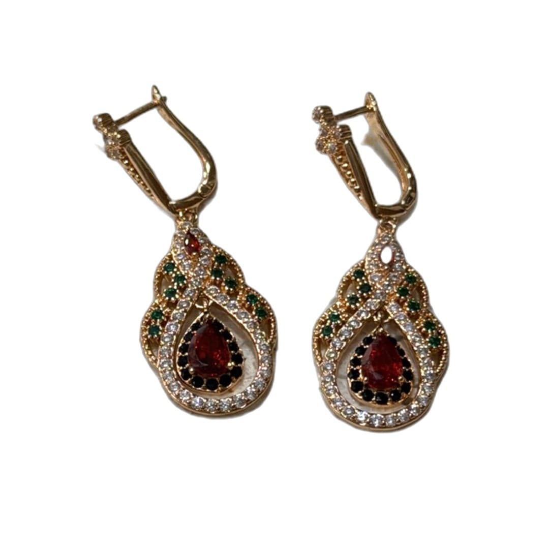 Golden color teardrop earrings - Thumbnail 7