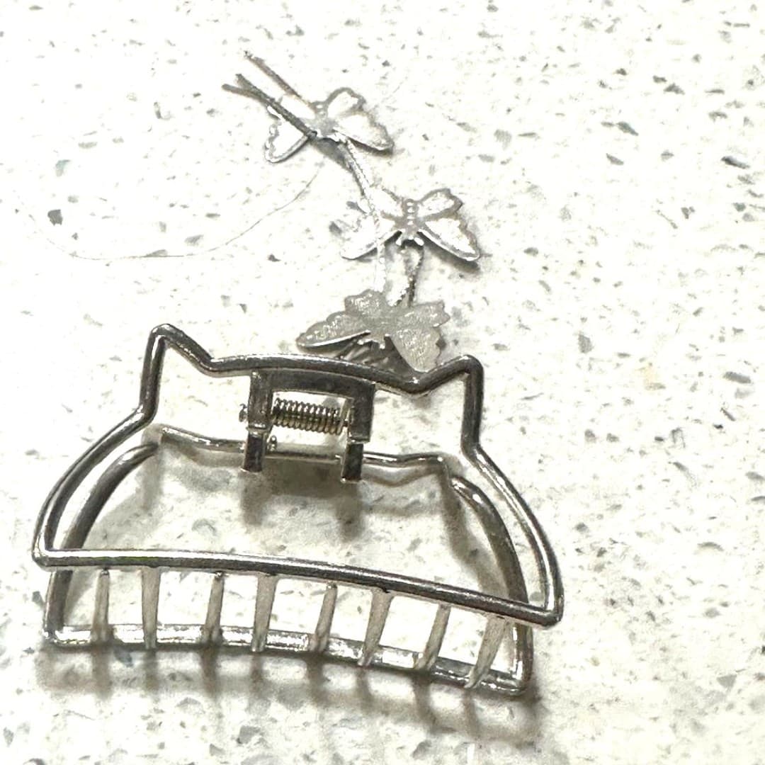Silver Butterfly Hair Clip - Thumbnail 4