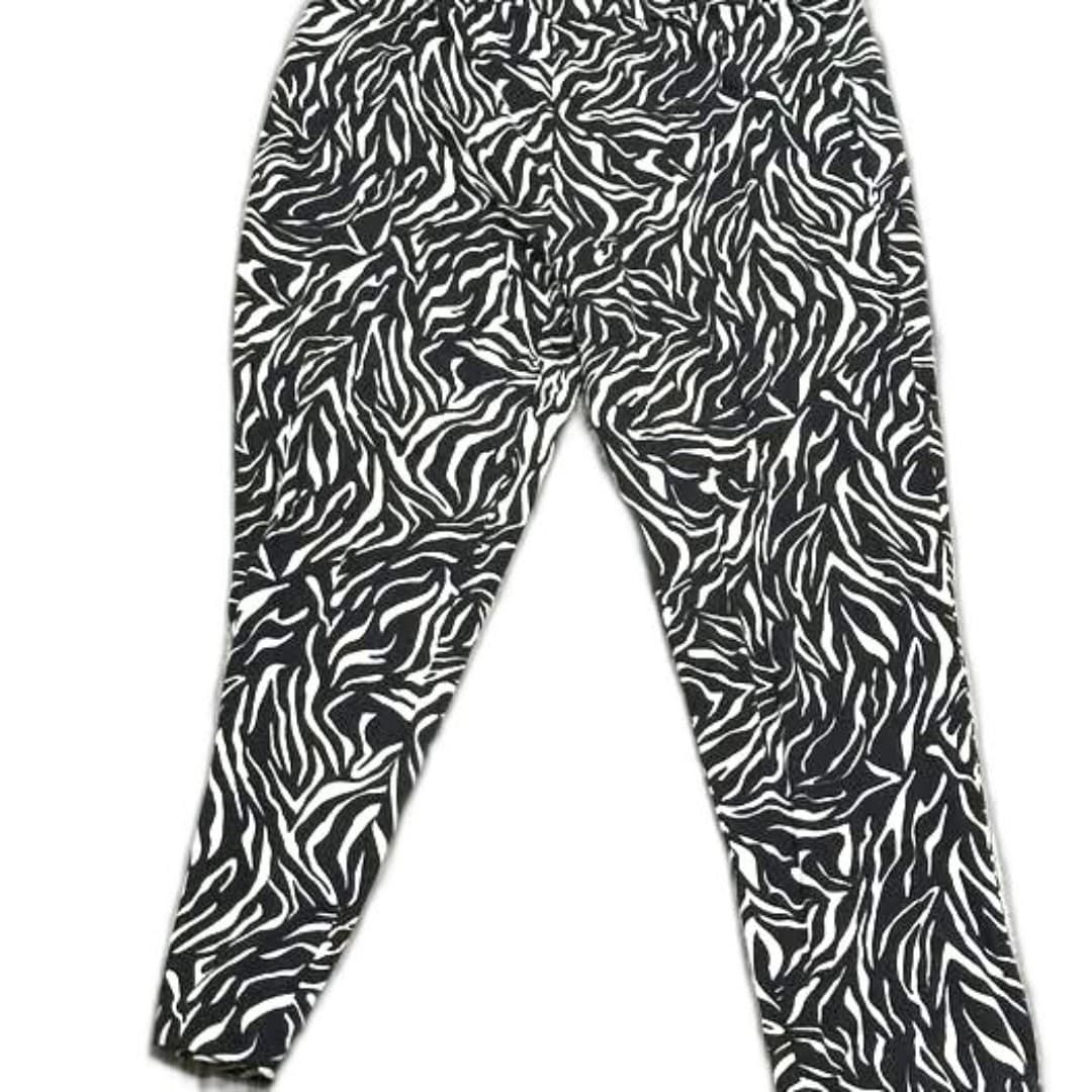 black and white zebra pants, elastic waistband - Image 1
