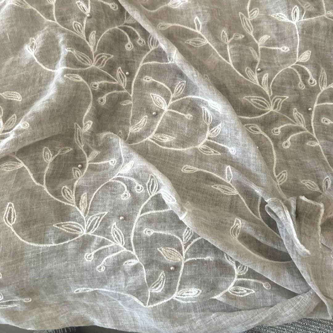 Elegant Embroidered Tan Scarf from Middle East - Thumbnail 3