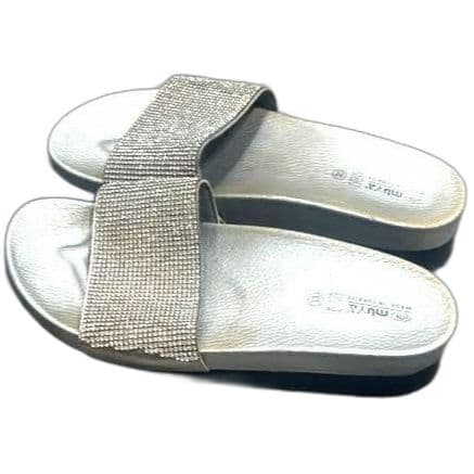 Rhinestone silver sandals size 8 - Image 1