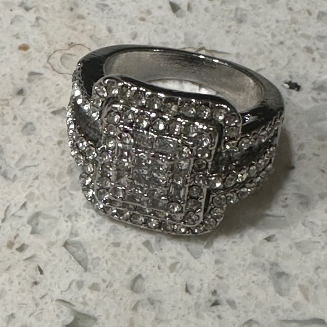 Elegant Ring Silvery Plated double Ring Zirconia Jewelry - Thumbnail 9