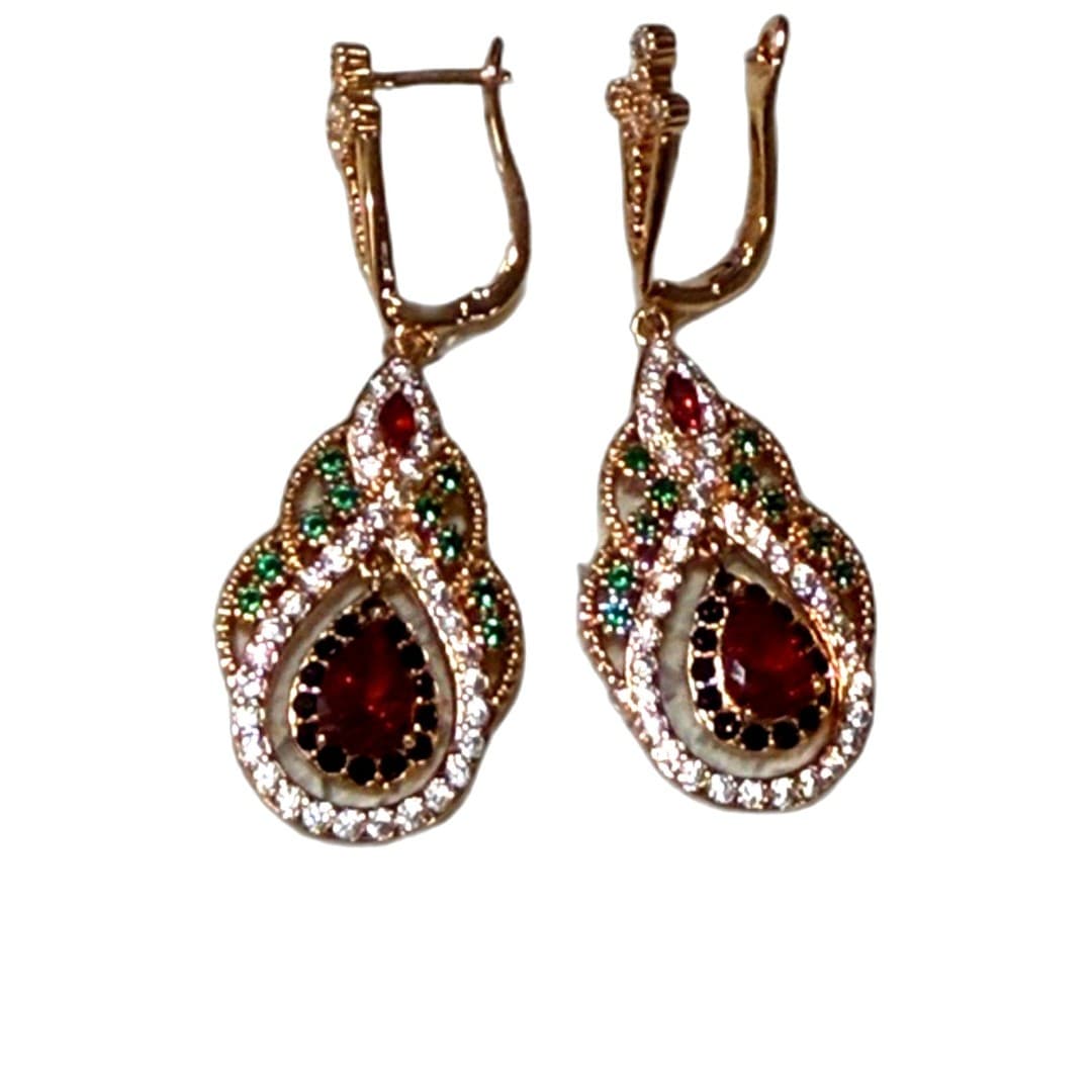 Golden color teardrop earrings - Thumbnail 6