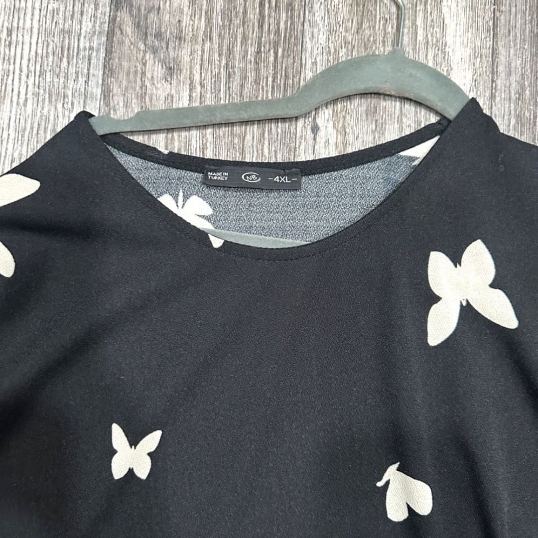 Black and White Butterfly Dress - Thumbnail 4