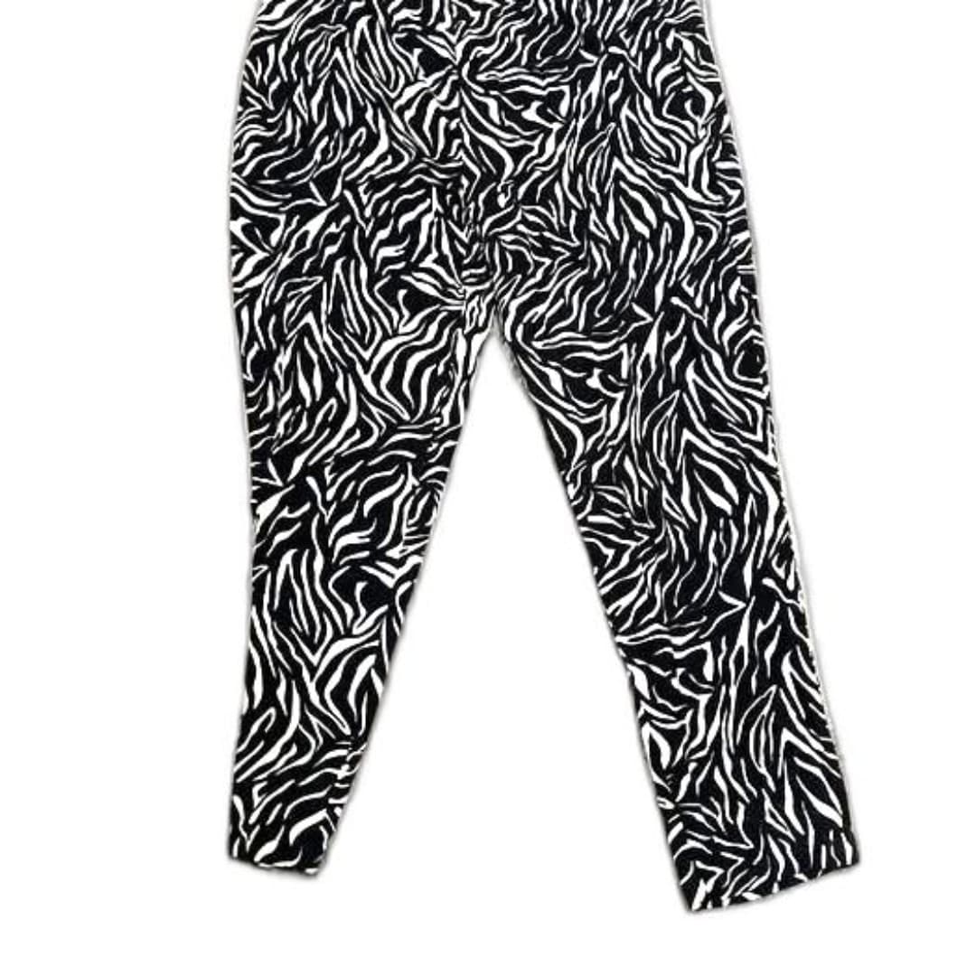 black and white zebra pants, elastic waistband - Thumbnail 2