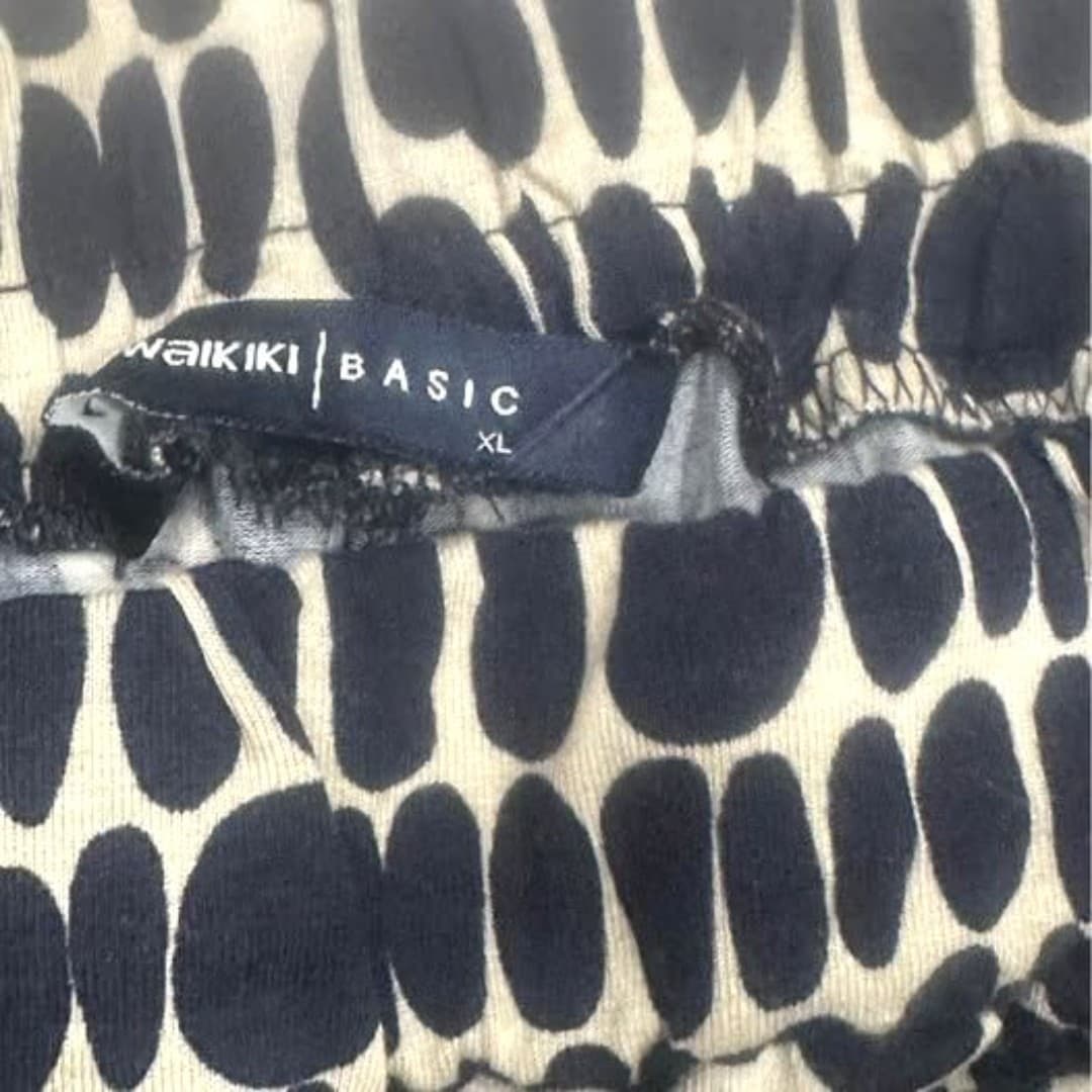 Elastic waistband dotted pants - Thumbnail 4