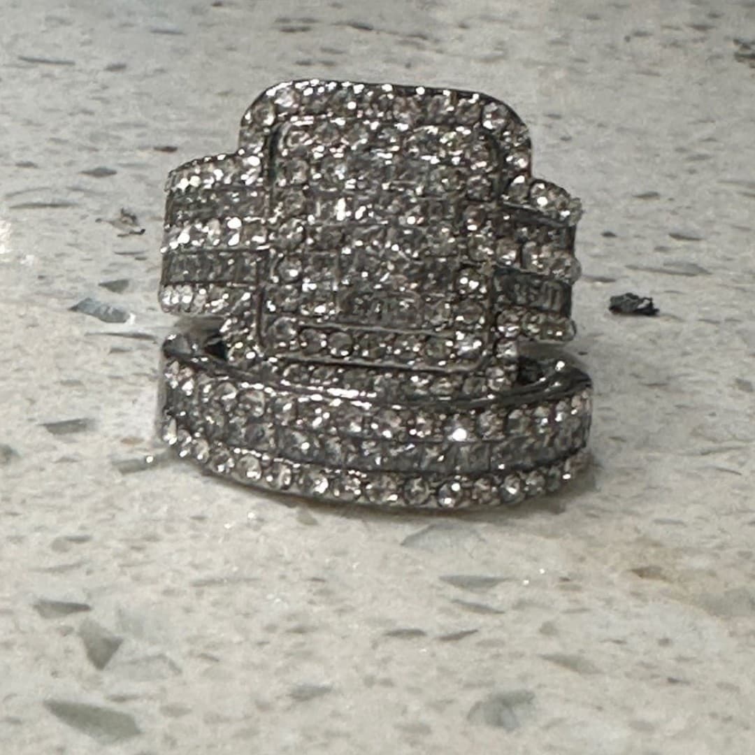 Elegant Ring Silvery Plated double Ring Zirconia Jewelry - Thumbnail 5