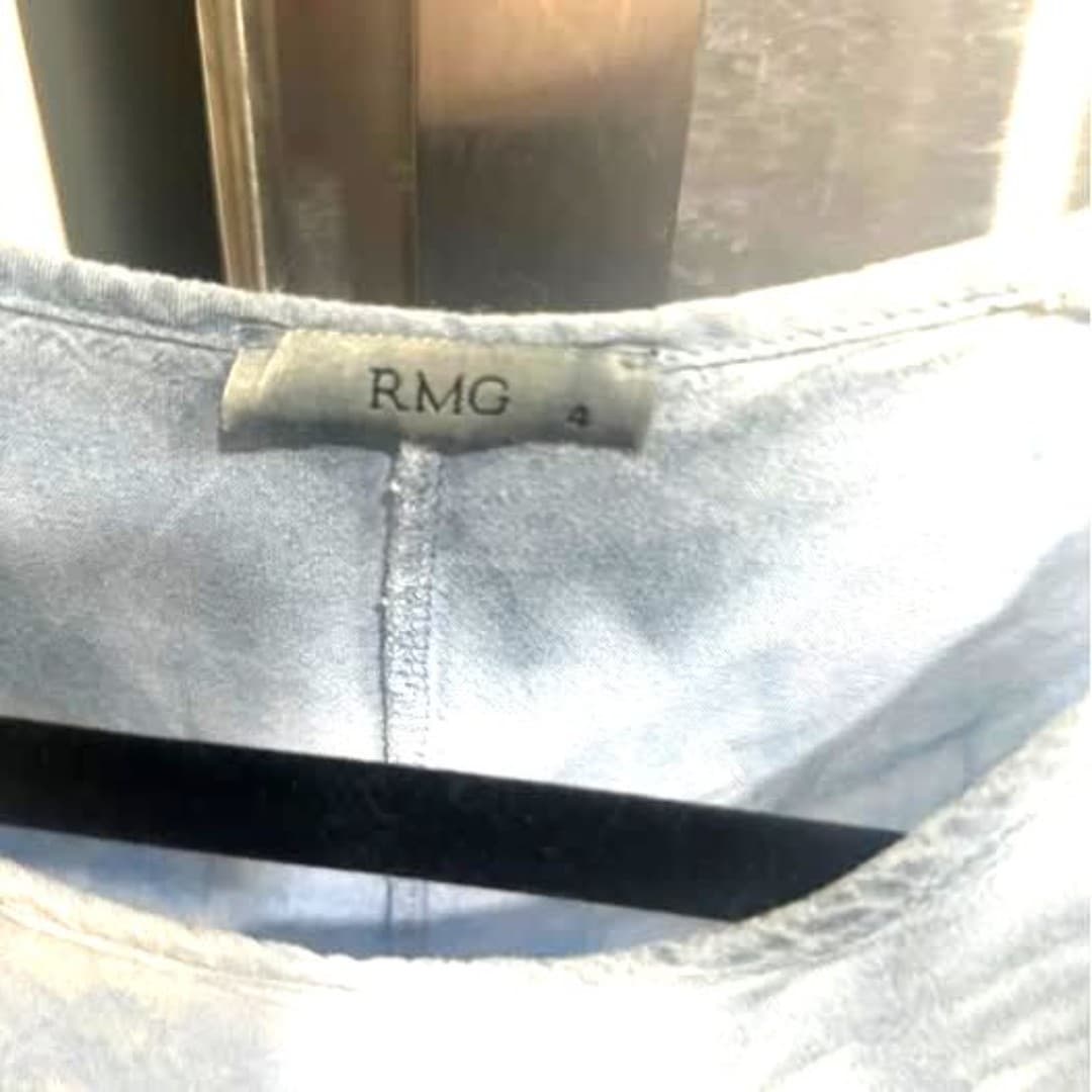 Tie-dye blue blouse with embroidery and lace and sequence - Thumbnail 5