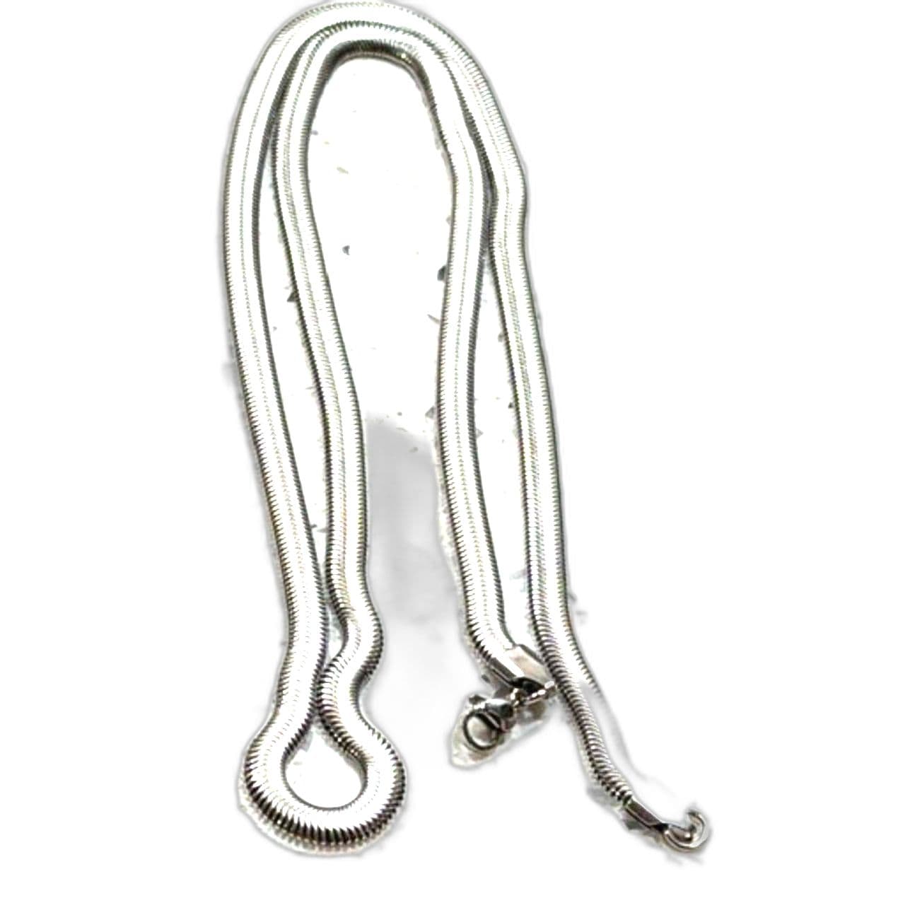 Stainless Steel Flat Snake Chain Necklace 24 Inch 6mm Silver Tone Unisex - Thumbnail 4