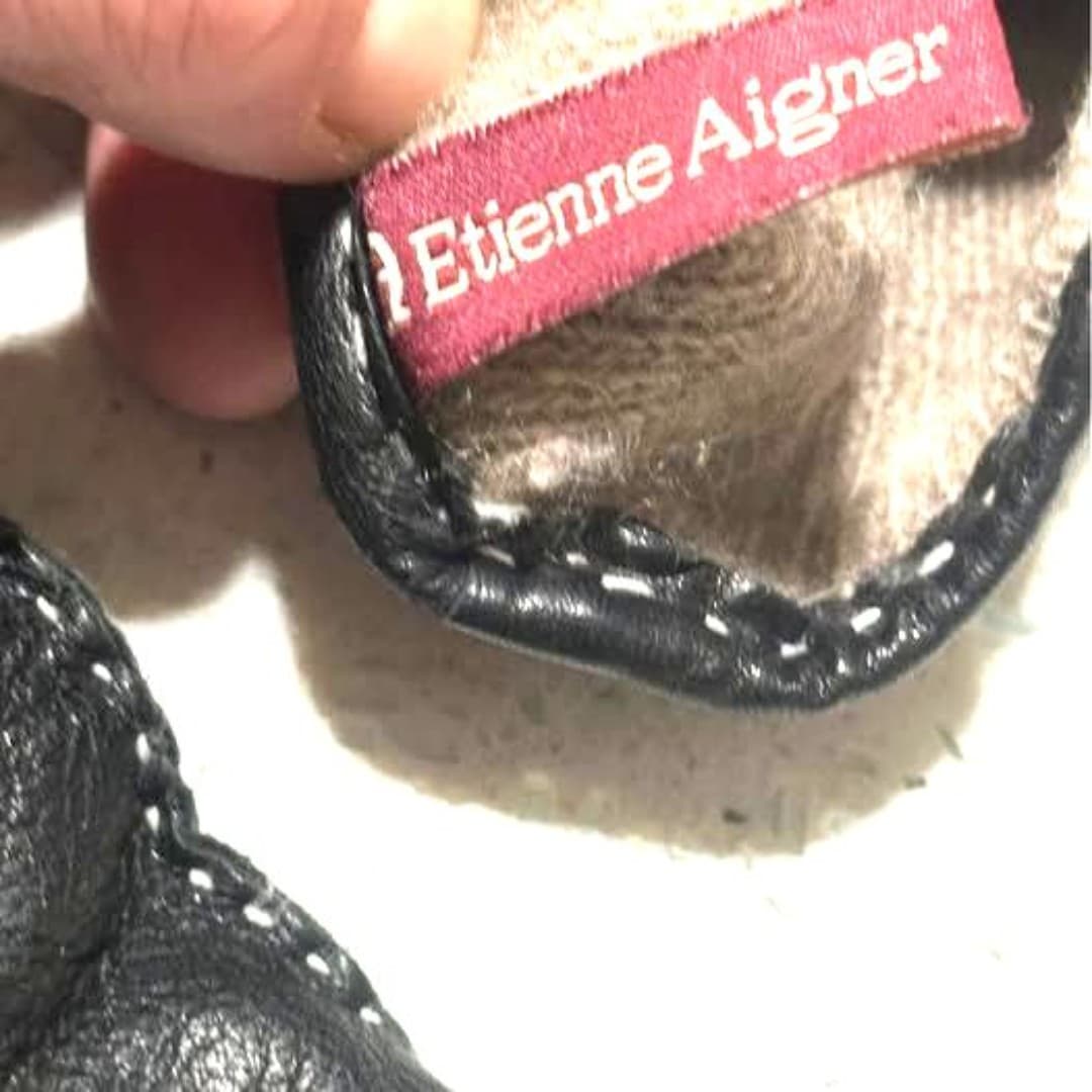 Vintage Etienne Aigner Black Soft Leather Gloves with White Stitching - Thumbnail 8