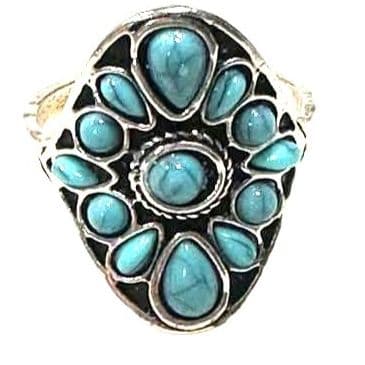 Elegant Silver Color Turquoise Ring size 11 - Image 1
