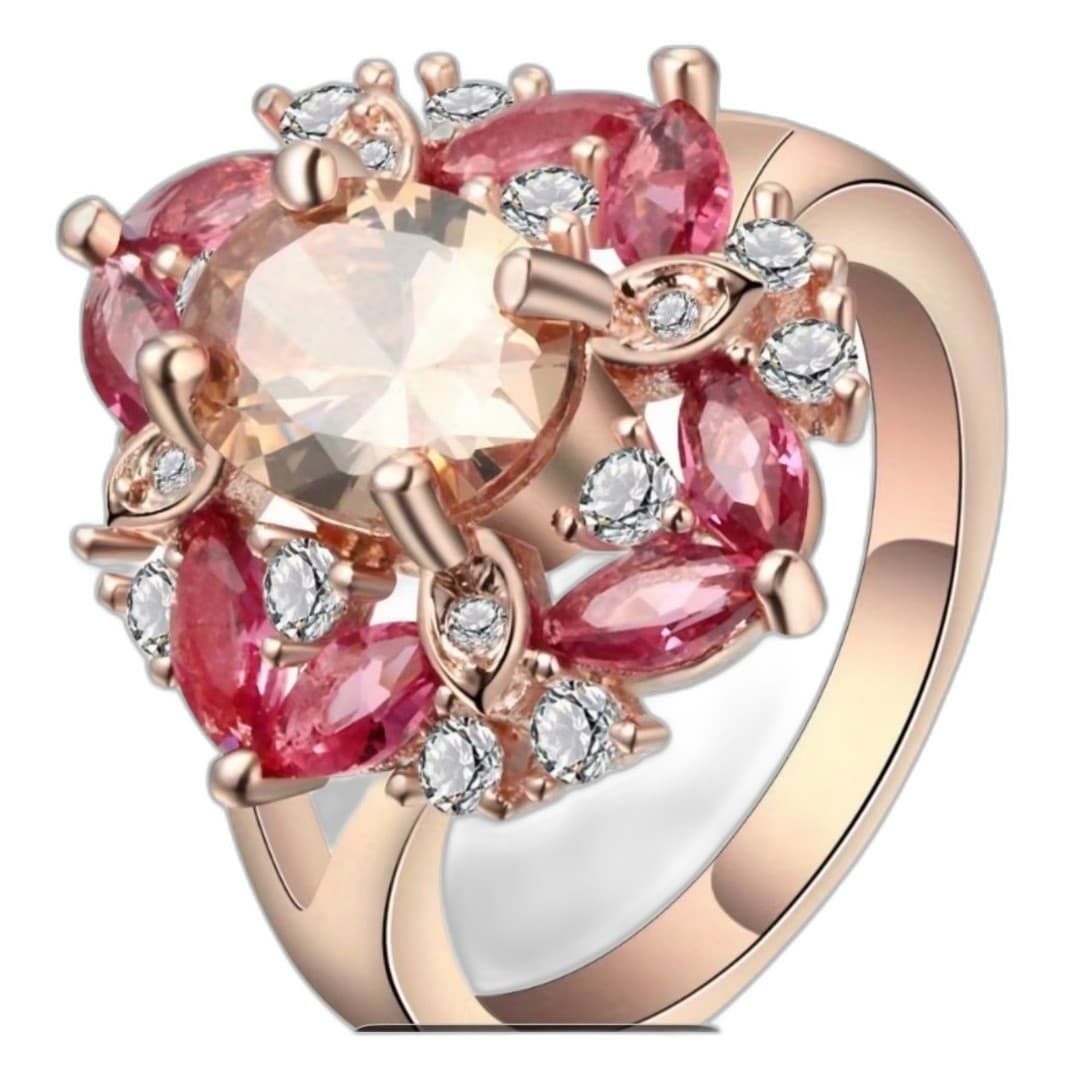 Sparkling 18K Gold Plated Ring Size: 7.5 - Thumbnail 6